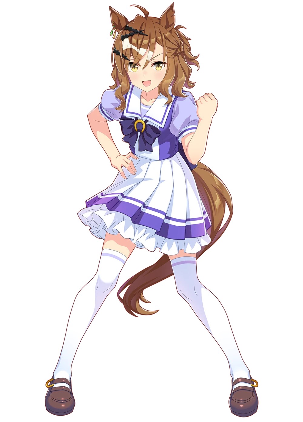 Jungle Pocket in the Tracen Academy sailor uniform, fists up